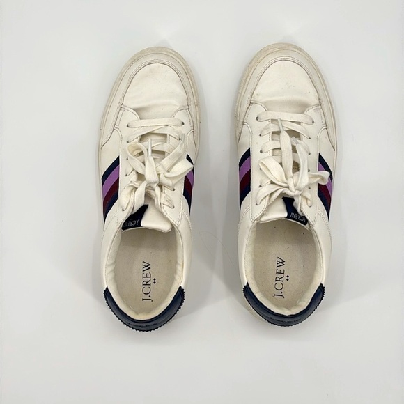 J Crew Factory Striped road trip sneakers in white size 10 - Picture 2 of 8